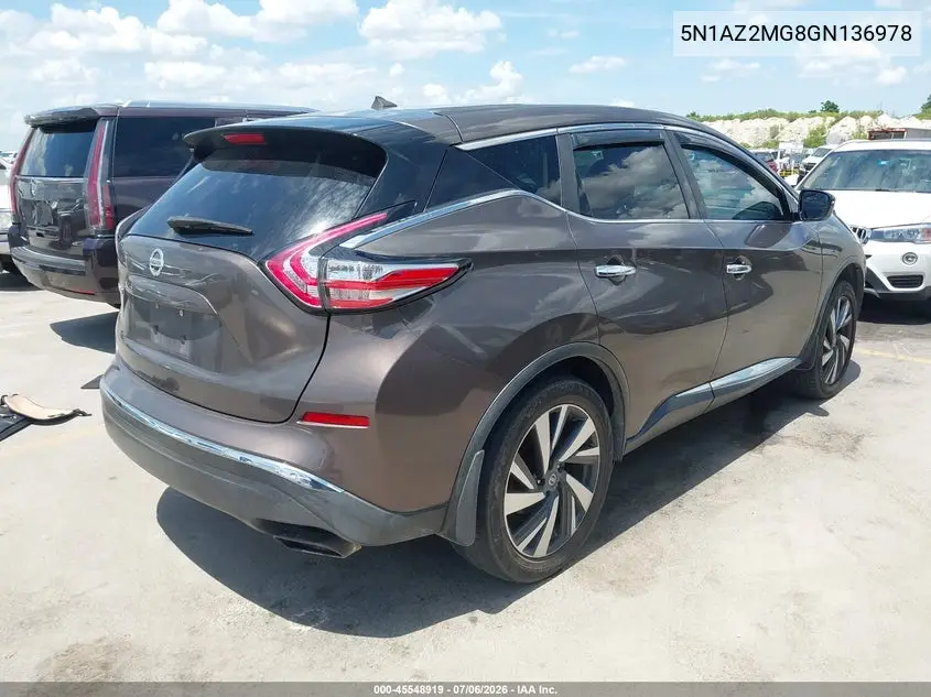 2016 Nissan Murano S VIN: 5N1AZ2MG8GN136978 Lot: 45548919