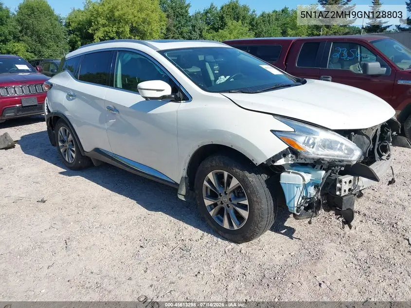 2016 Nissan Murano Sl VIN: 5N1AZ2MH9GN128803 Lot: 45613298