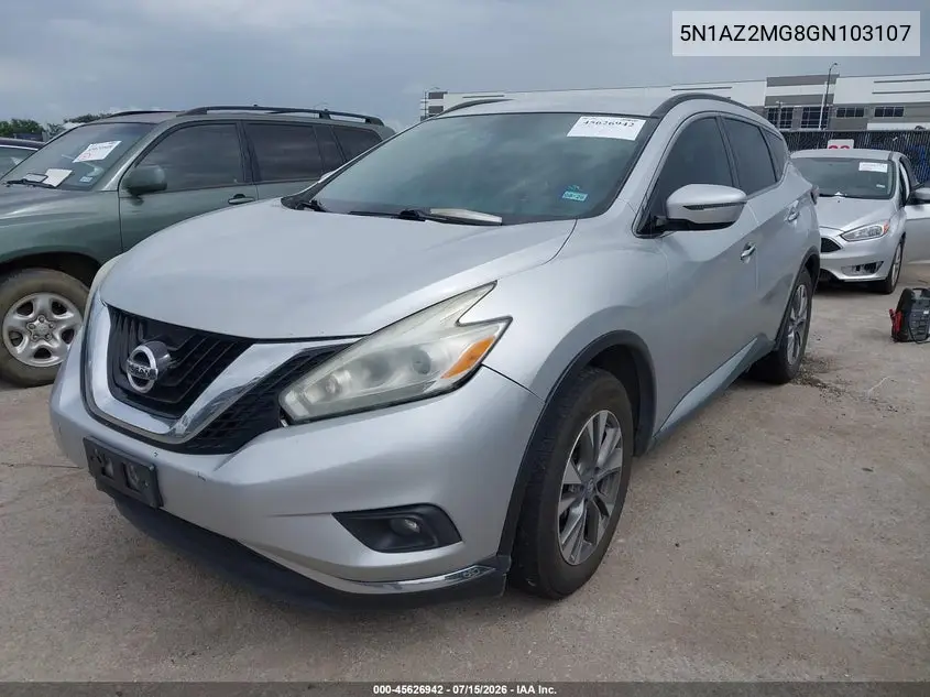 2016 Nissan Murano Platinum/S/Sl/Sv VIN: 5N1AZ2MG8GN103107 Lot: 45626942