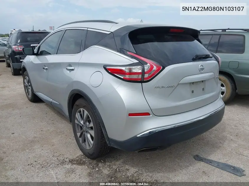 2016 Nissan Murano Platinum/S/Sl/Sv VIN: 5N1AZ2MG8GN103107 Lot: 45626942