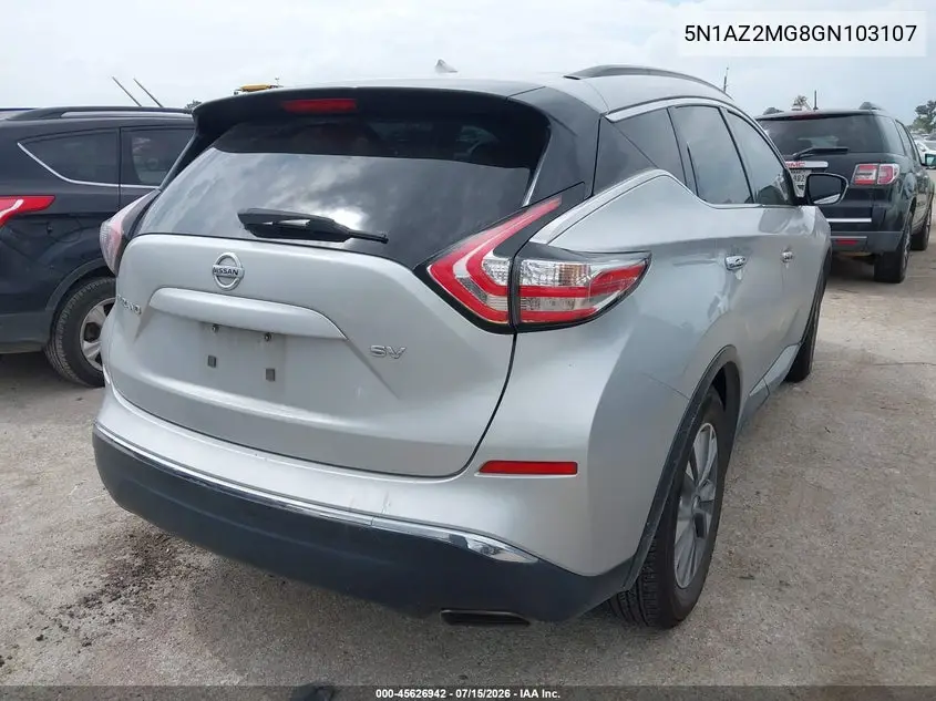 2016 Nissan Murano Platinum/S/Sl/Sv VIN: 5N1AZ2MG8GN103107 Lot: 45626942