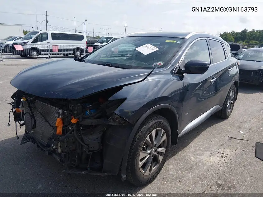 2016 Nissan Murano Sl VIN: 5N1AZ2MGXGN163793 Lot: 45663706