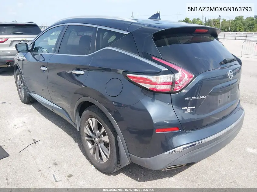2016 Nissan Murano Sl VIN: 5N1AZ2MGXGN163793 Lot: 45663706