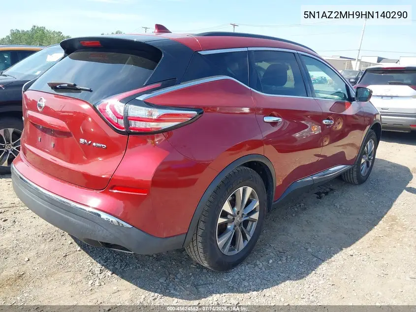 2017 Nissan Murano Sv VIN: 5N1AZ2MH9HN140290 Lot: 45624552