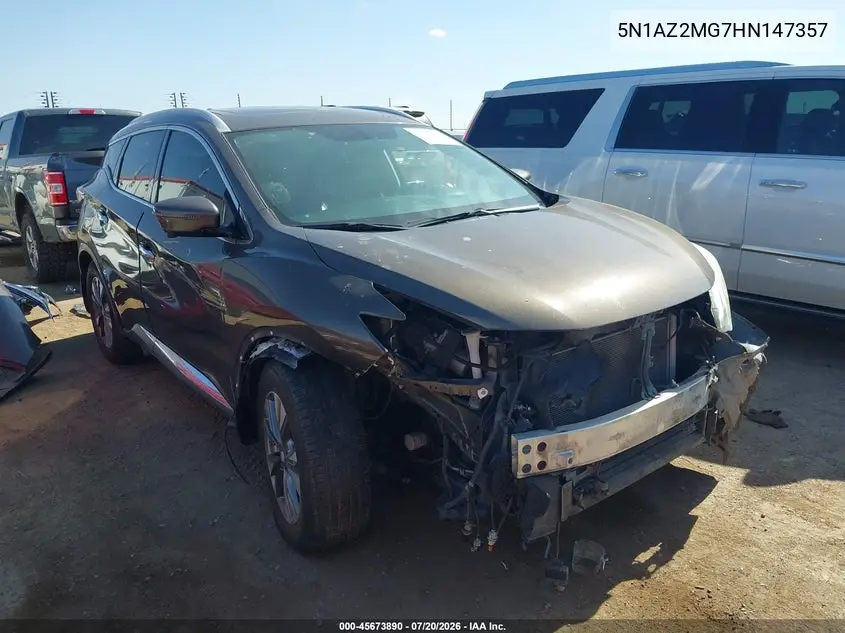 2017 Nissan Murano Sl VIN: 5N1AZ2MG7HN147357 Lot: 45673890