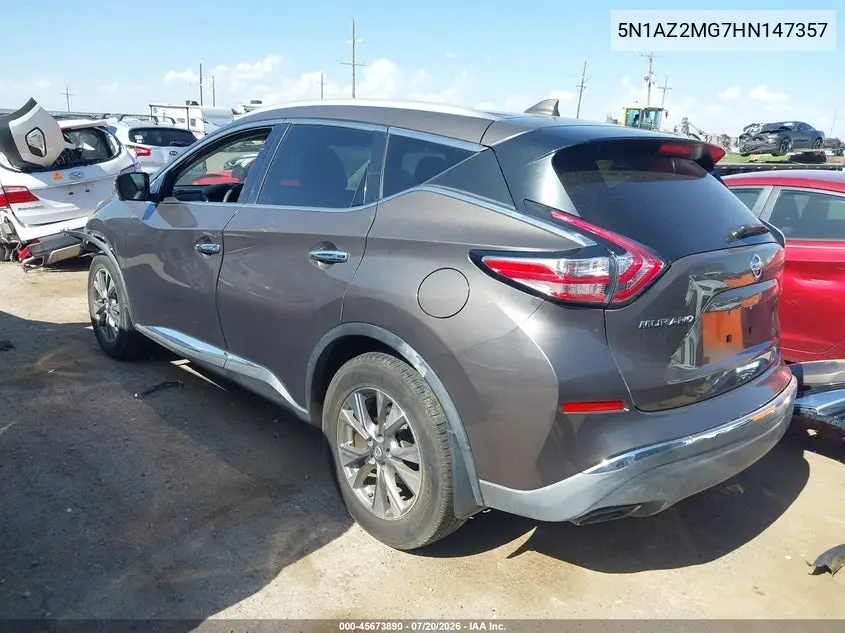 2017 Nissan Murano Sl VIN: 5N1AZ2MG7HN147357 Lot: 45673890