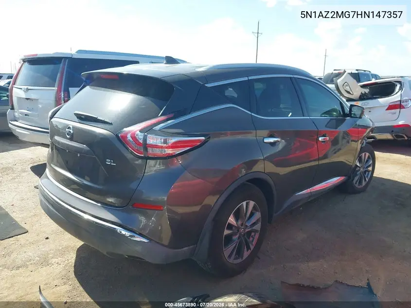2017 Nissan Murano Sl VIN: 5N1AZ2MG7HN147357 Lot: 45673890