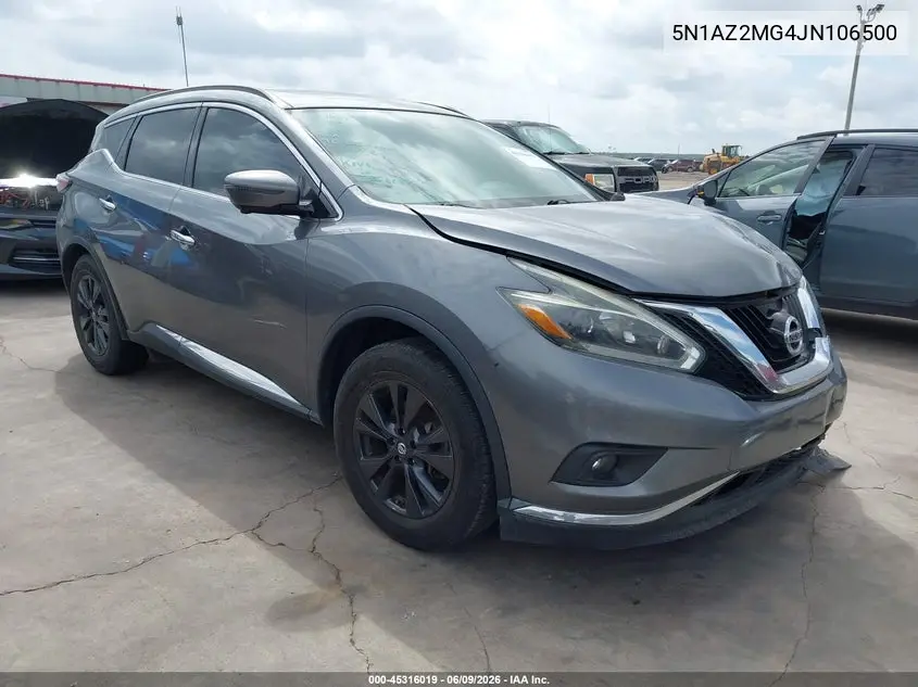 2018 Nissan Murano Sv VIN: 5N1AZ2MG4JN106500 Lot: 45316019