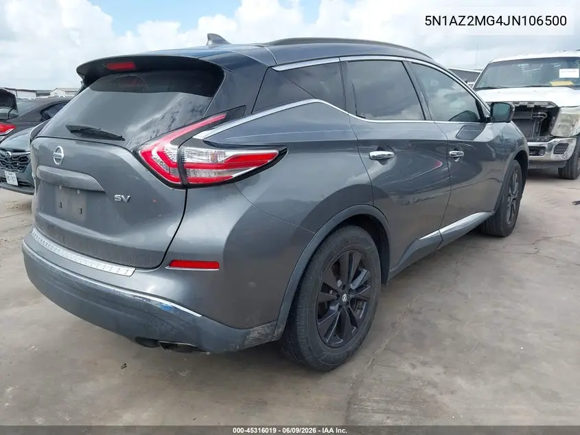 2018 Nissan Murano Sv VIN: 5N1AZ2MG4JN106500 Lot: 45316019