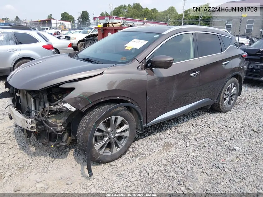 2018 Nissan Murano Sl VIN: 5N1AZ2MH6JN181708 Lot: 45623260