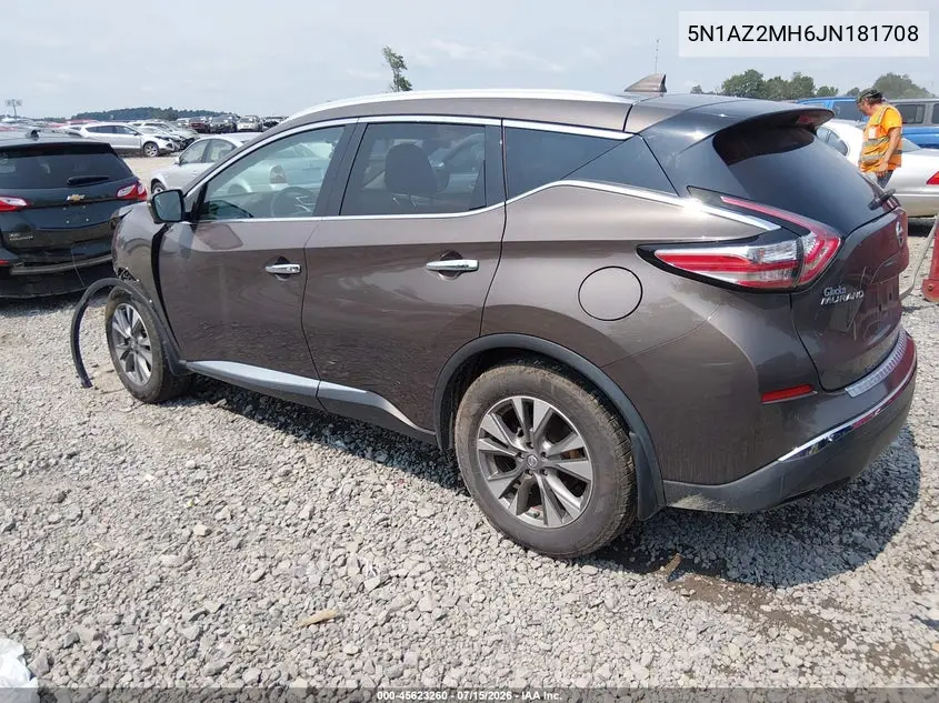 2018 Nissan Murano Sl VIN: 5N1AZ2MH6JN181708 Lot: 45623260