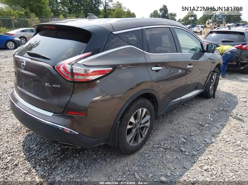 2018 Nissan Murano Sl VIN: 5N1AZ2MH6JN181708 Lot: 45623260