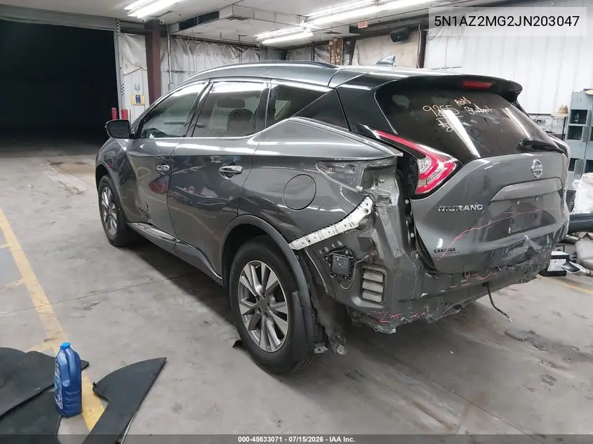 2018 Nissan Murano Sv VIN: 5N1AZ2MG2JN203047 Lot: 45633071