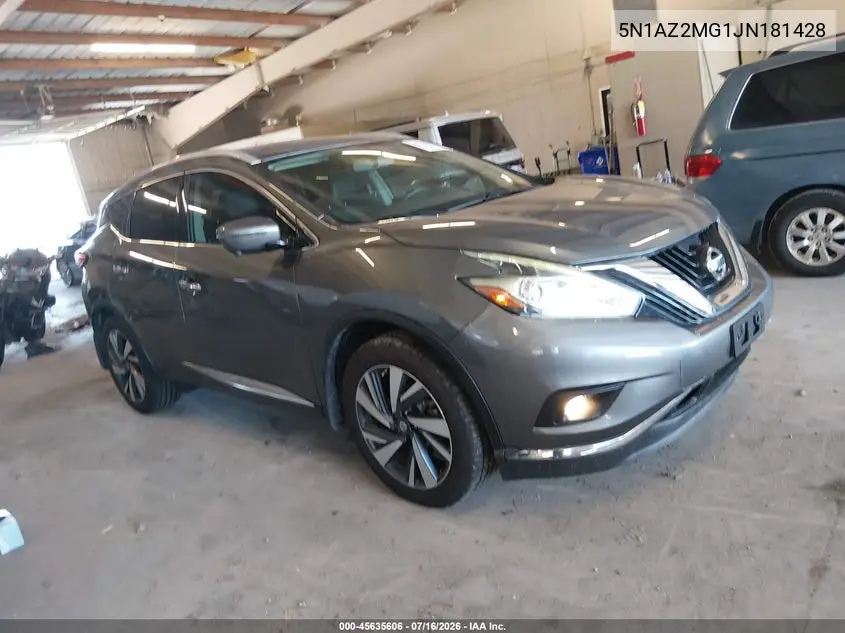 2018 Nissan Murano Platinum VIN: 5N1AZ2MG1JN181428 Lot: 45635606