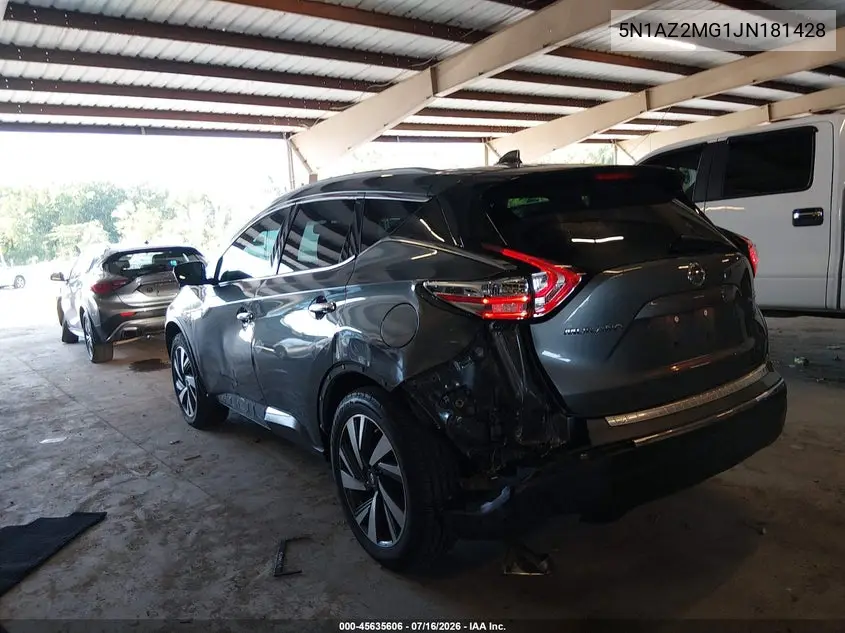 2018 Nissan Murano Platinum VIN: 5N1AZ2MG1JN181428 Lot: 45635606