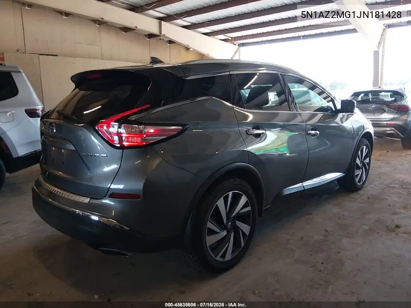 2018 Nissan Murano Platinum VIN: 5N1AZ2MG1JN181428 Lot: 45635606