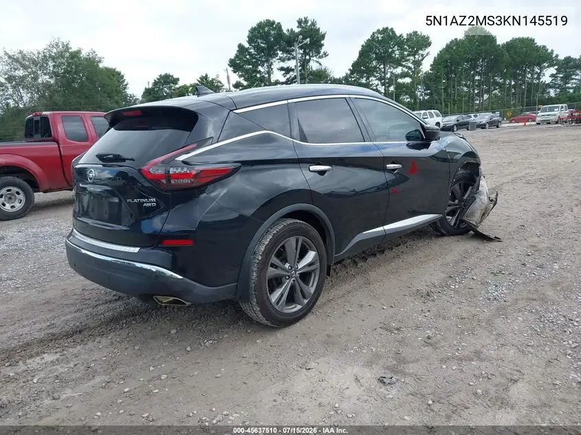 2019 Nissan Murano Platinum VIN: 5N1AZ2MS3KN145519 Lot: 45637510