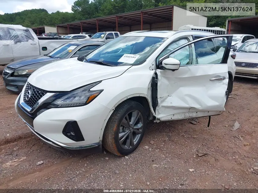 2019 Nissan Murano Platinum VIN: 5N1AZ2MJ5KN137624 Lot: 45682684