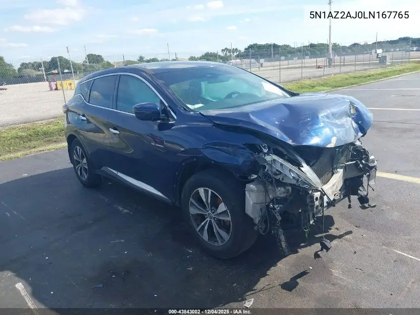 5N1AZ2AJ0LN167765 2020 Nissan Murano S Fwd