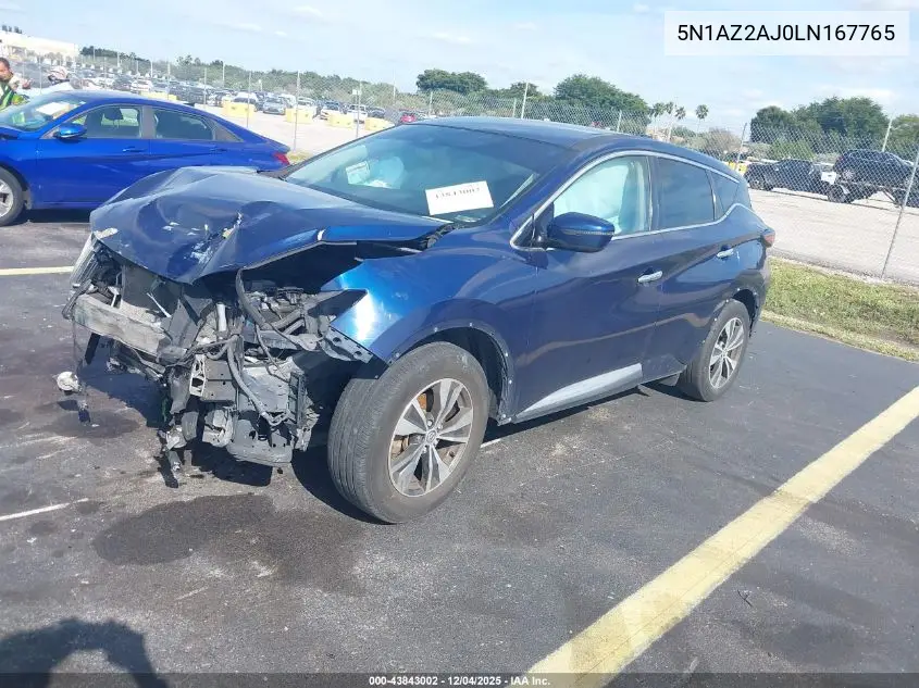 5N1AZ2AJ0LN167765 2020 Nissan Murano S Fwd