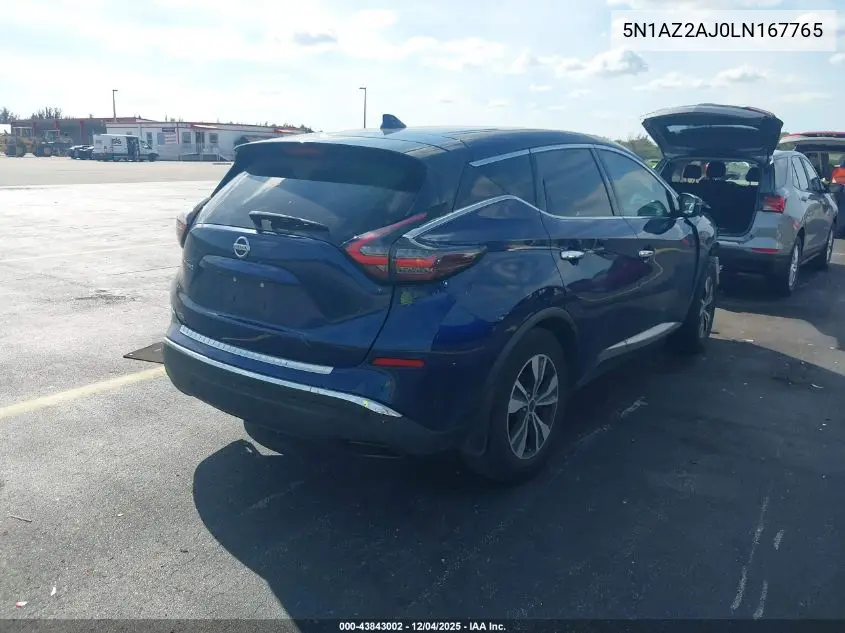 5N1AZ2AJ0LN167765 2020 Nissan Murano S Fwd