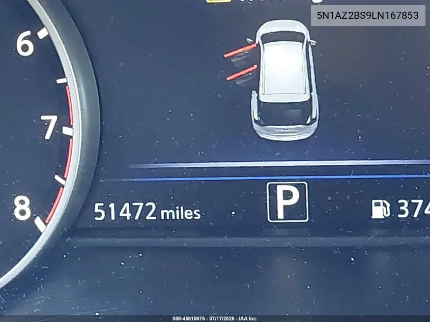 2020 Nissan Murano Sv Intelligent Awd VIN: 5N1AZ2BS9LN167853 Lot: 45610676