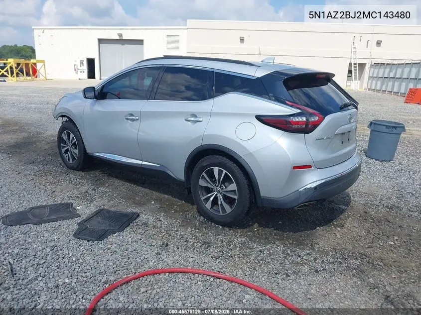 2021 Nissan Murano Sv Fwd VIN: 5N1AZ2BJ2MC143480 Lot: 45575125