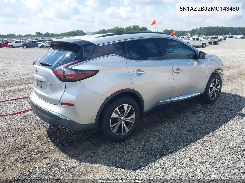 2021 Nissan Murano Sv Fwd VIN: 5N1AZ2BJ2MC143480 Lot: 45575125