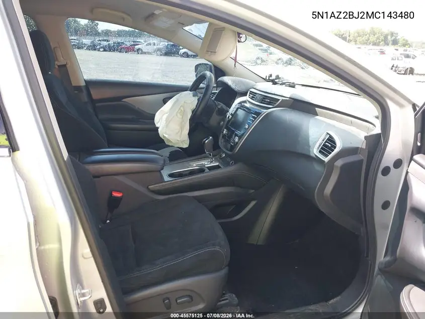 2021 Nissan Murano Sv Fwd VIN: 5N1AZ2BJ2MC143480 Lot: 45575125