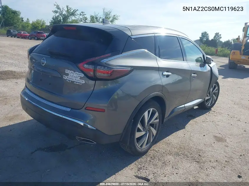 2021 Nissan Murano Sl Intelligent Awd VIN: 5N1AZ2CS0MC119623 Lot: 45629800