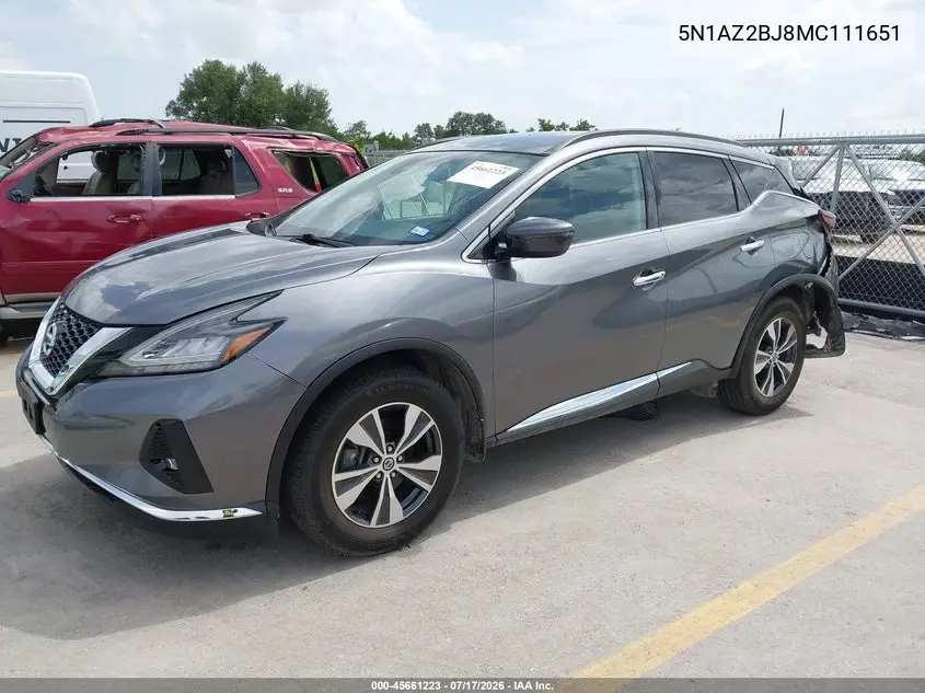 2021 Nissan Murano Sv Fwd VIN: 5N1AZ2BJ8MC111651 Lot: 45661223