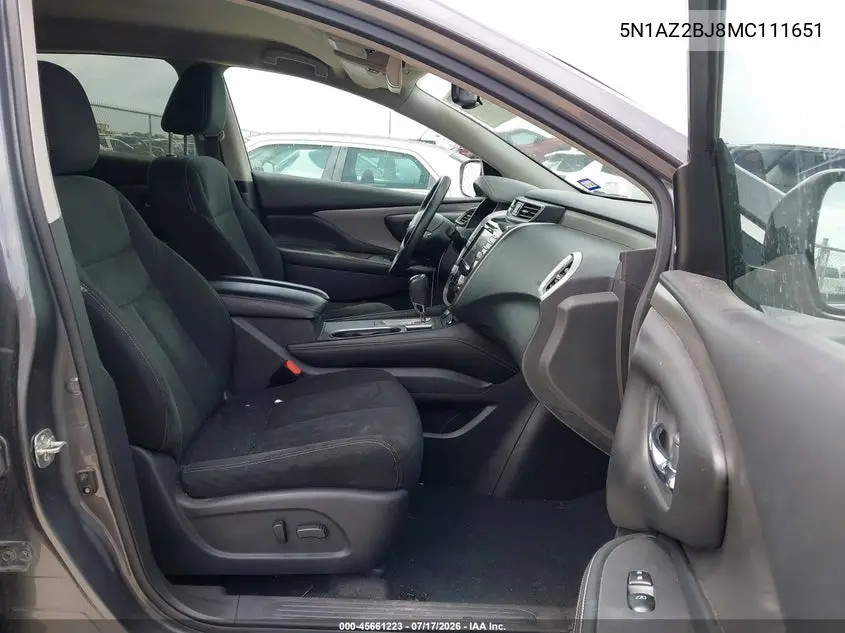 2021 Nissan Murano Sv Fwd VIN: 5N1AZ2BJ8MC111651 Lot: 45661223