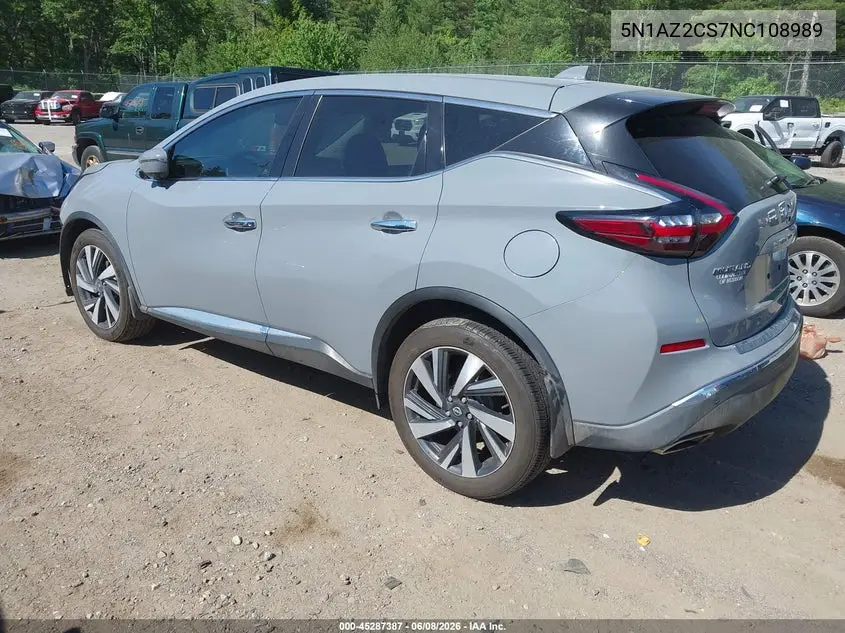 2022 Nissan Murano Sl Intelligent Awd VIN: 5N1AZ2CS7NC108989 Lot: 45287387