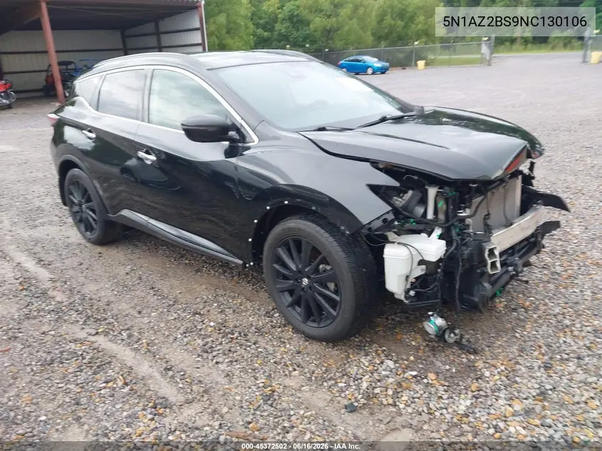 2022 Nissan Murano Sv Intelligent Awd VIN: 5N1AZ2BS9NC130106 Lot: 45372502