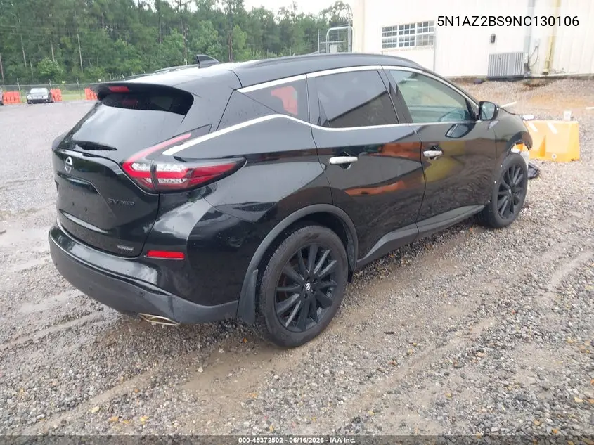 2022 Nissan Murano Sv Intelligent Awd VIN: 5N1AZ2BS9NC130106 Lot: 45372502