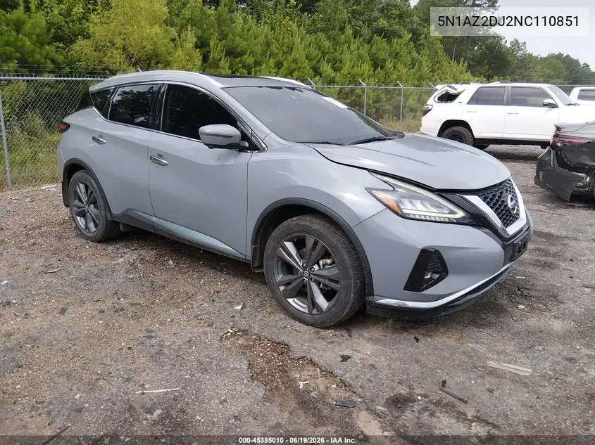 2022 Nissan Murano Platinum Fwd VIN: 5N1AZ2DJ2NC110851 Lot: 45385010