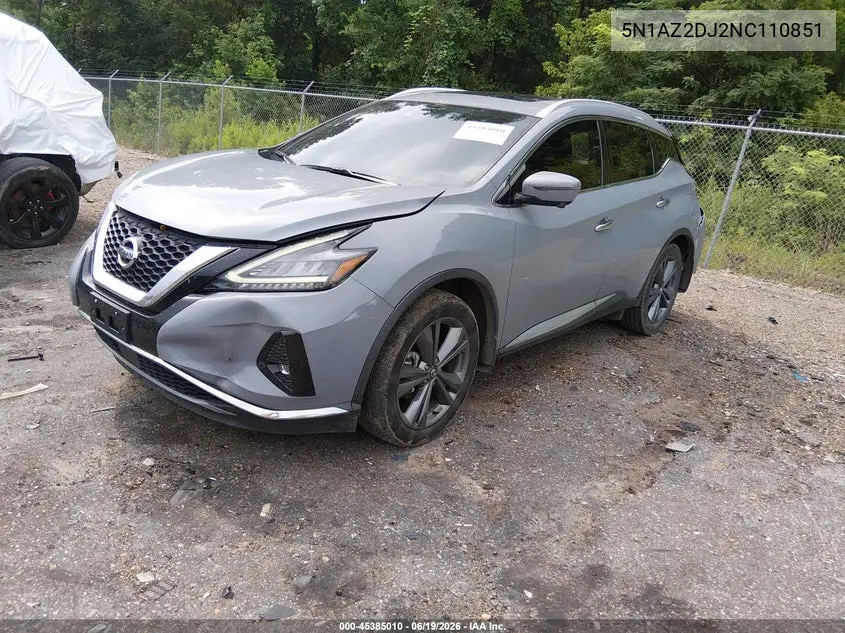 2022 Nissan Murano Platinum Fwd VIN: 5N1AZ2DJ2NC110851 Lot: 45385010