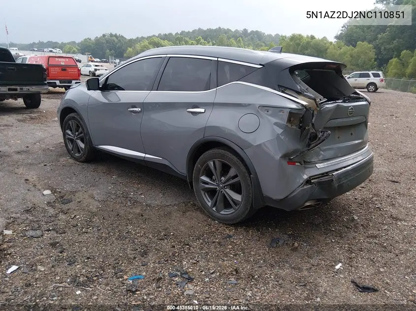 2022 Nissan Murano Platinum Fwd VIN: 5N1AZ2DJ2NC110851 Lot: 45385010
