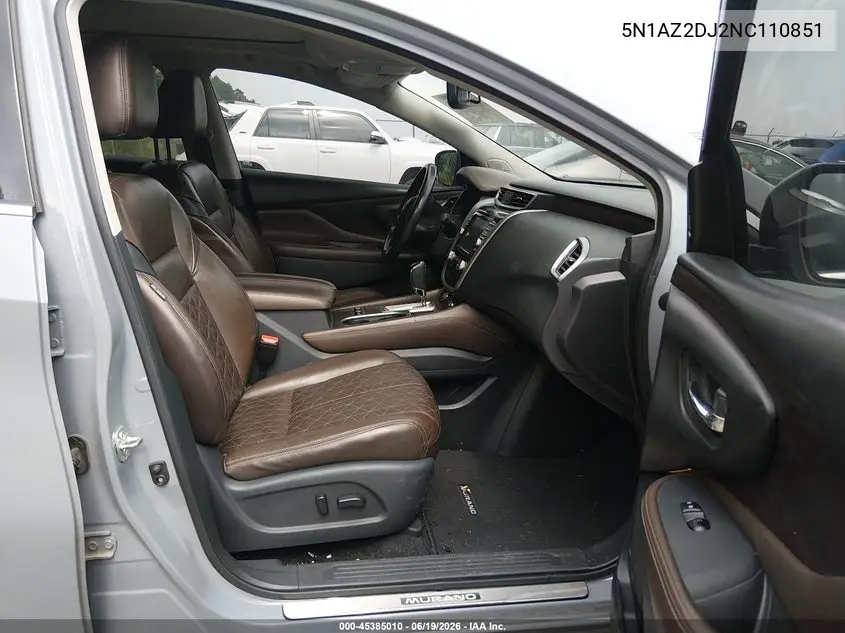 2022 Nissan Murano Platinum Fwd VIN: 5N1AZ2DJ2NC110851 Lot: 45385010