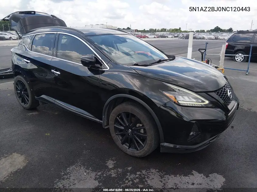 2022 Nissan Murano Sv Fwd VIN: 5N1AZ2BJ0NC120443 Lot: 45418298
