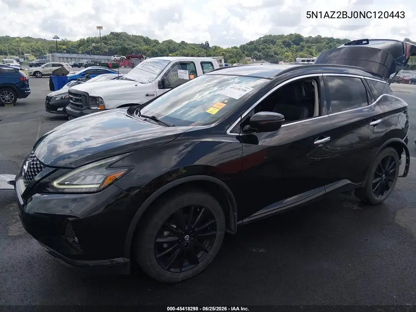 2022 Nissan Murano Sv Fwd VIN: 5N1AZ2BJ0NC120443 Lot: 45418298