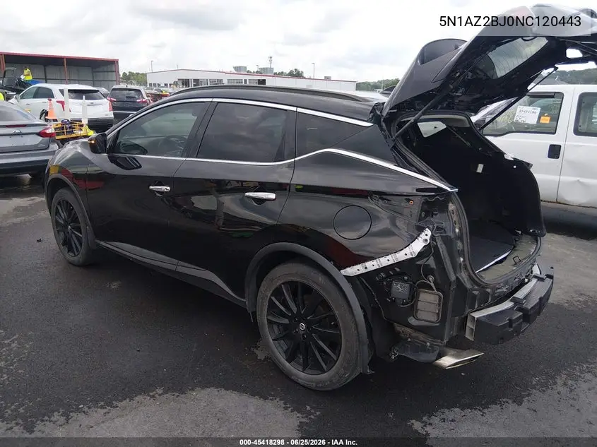 2022 Nissan Murano Sv Fwd VIN: 5N1AZ2BJ0NC120443 Lot: 45418298