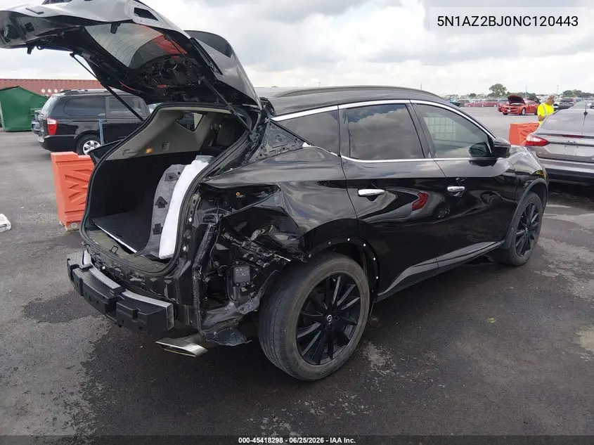 2022 Nissan Murano Sv Fwd VIN: 5N1AZ2BJ0NC120443 Lot: 45418298