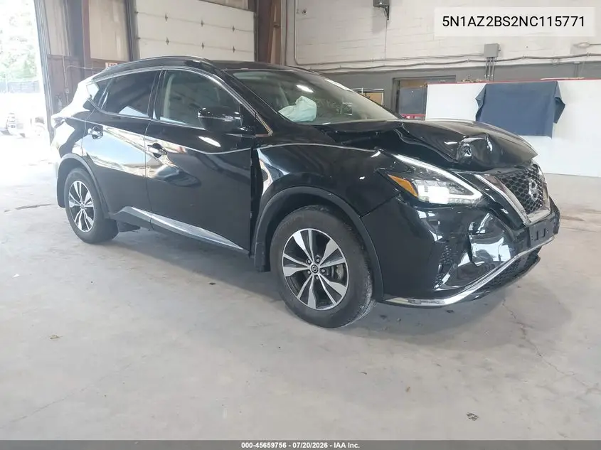 2022 Nissan Murano Sv Intelligent Awd VIN: 5N1AZ2BS2NC115771 Lot: 45659756