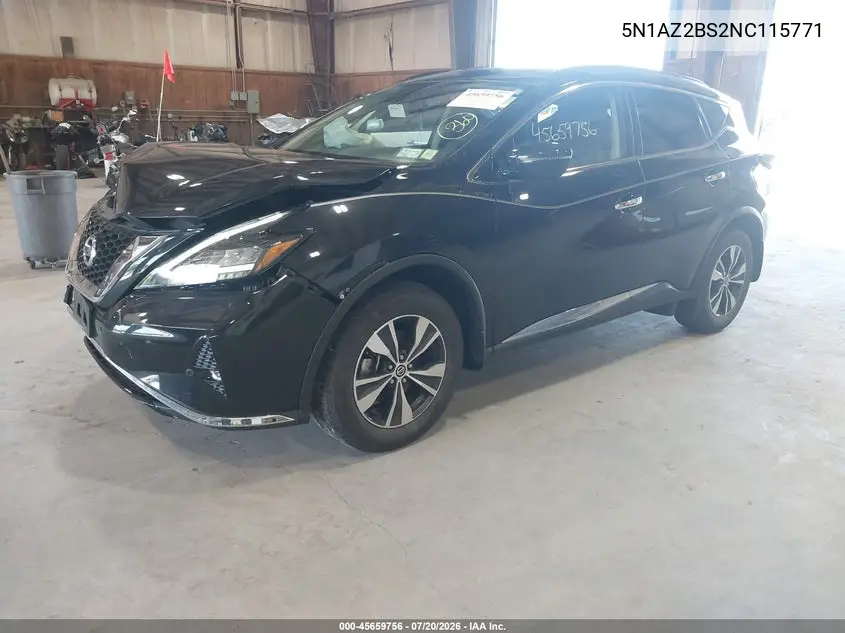 2022 Nissan Murano Sv Intelligent Awd VIN: 5N1AZ2BS2NC115771 Lot: 45659756