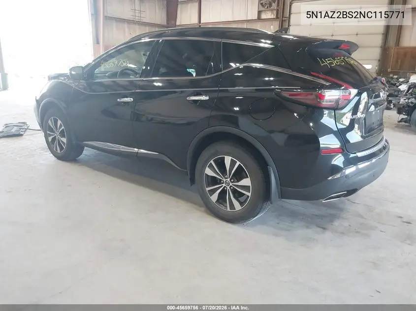 2022 Nissan Murano Sv Intelligent Awd VIN: 5N1AZ2BS2NC115771 Lot: 45659756