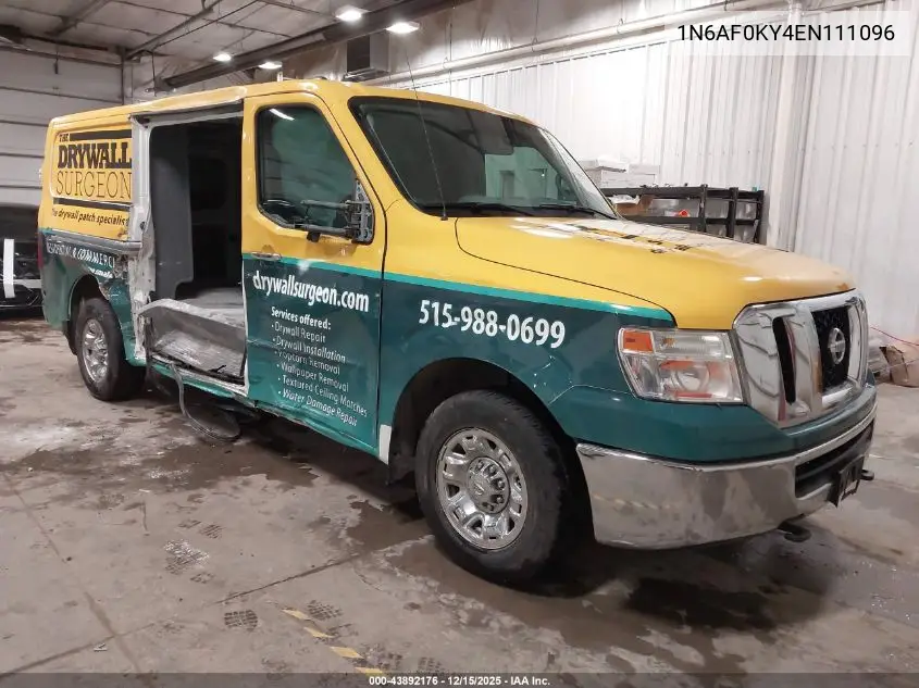 1N6AF0KY4EN111096 2014 Nissan Nv Cargo Nv2500 Hd Sv V8