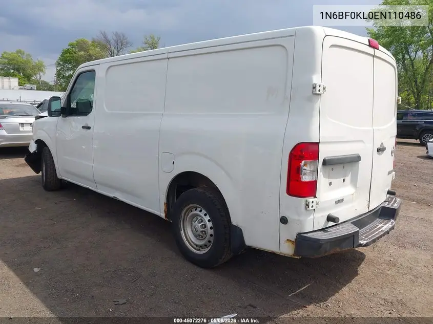 2014 Nissan Nv Cargo Nv1500 S V6 VIN: 1N6BF0KL0EN110486 Lot: 45072276
