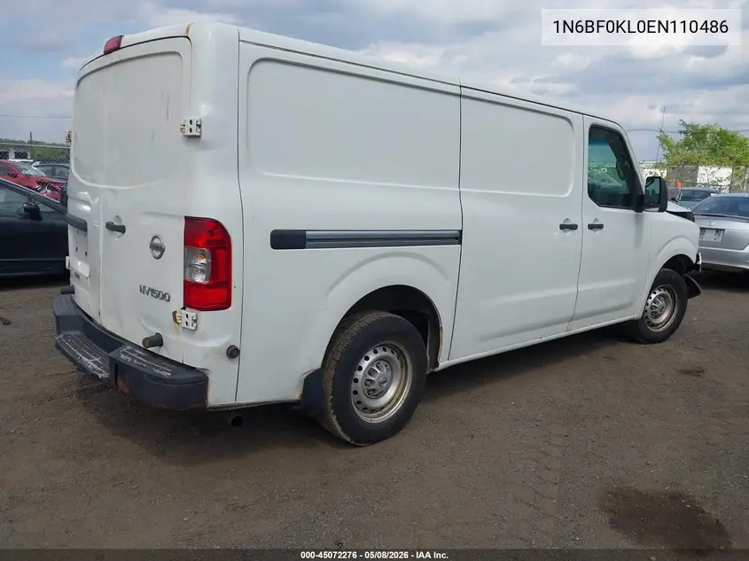 2014 Nissan Nv Cargo Nv1500 S V6 VIN: 1N6BF0KL0EN110486 Lot: 45072276