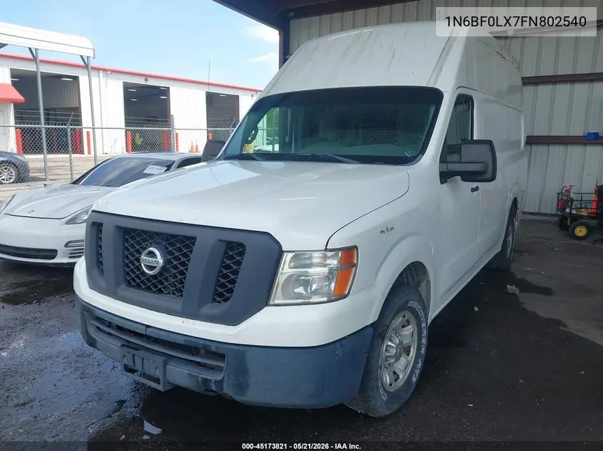 2015 Nissan Nv Cargo Nv2500 Hd Sv V6 VIN: 1N6BF0LX7FN802540 Lot: 45173821